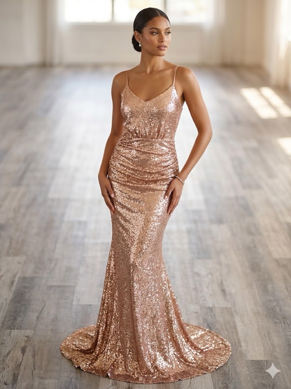 City Triangles Sequin Slip Dress in Rose